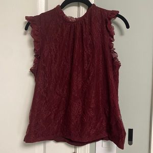 Express red lace sleeveless top size L